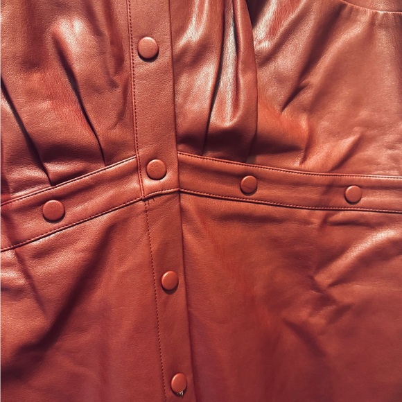 ELOQUII Women's Burgundy Faux Leather Mini Shirtdress - Picture 3 of 4